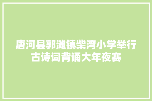 唐河县郭滩镇柴湾小学举行古诗词背诵大年夜赛