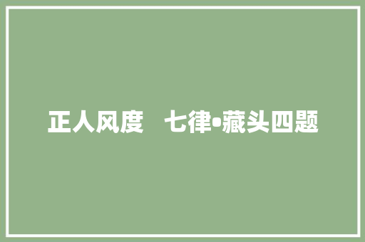 正人风度﻿   七律•藏头四题