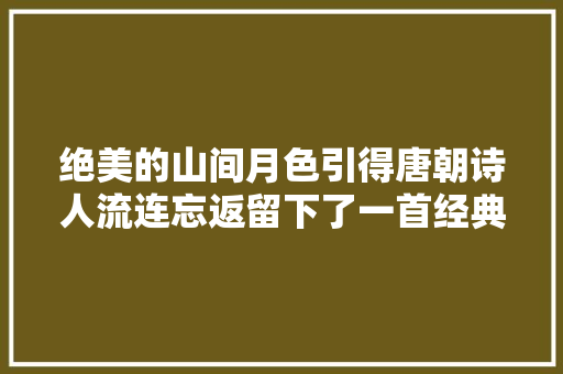 绝美的山间月色引得唐朝诗人流连忘返留下了一首经典五言佳作