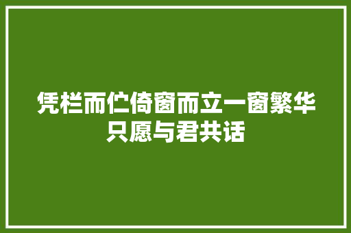 凭栏而伫倚窗而立一窗繁华只愿与君共话