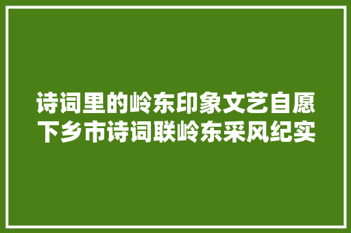 诗词里的岭东印象文艺自愿下乡市诗词联岭东采风纪实