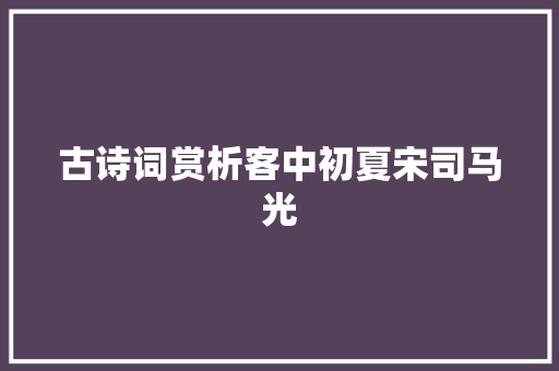 古诗词赏析客中初夏宋司马光