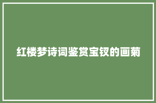 红楼梦诗词鉴赏宝钗的画菊