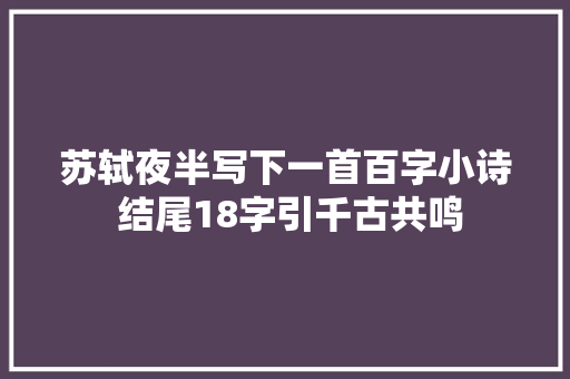 苏轼夜半写下一首百字小诗 结尾18字引千古共鸣