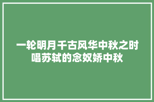 一轮明月千古风华中秋之时唱苏轼的念奴娇中秋