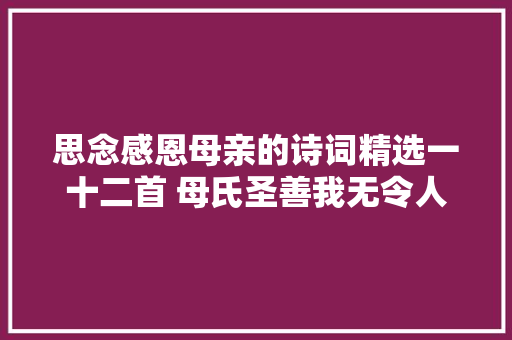 思念感恩母亲的诗词精选一十二首 母氏圣善我无令人