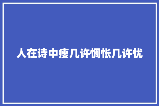 人在诗中瘦几许惆怅几许忧