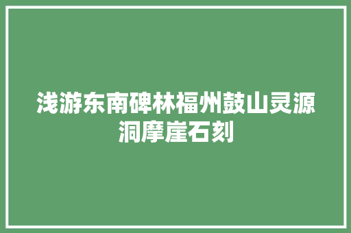 浅游东南碑林福州鼓山灵源洞摩崖石刻