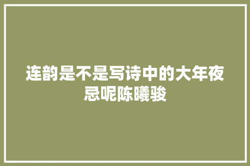 连韵是不是写诗中的大年夜忌呢陈曦骏