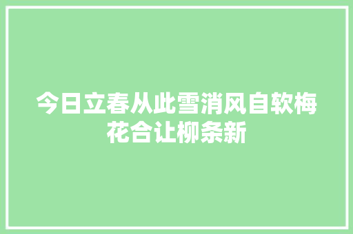 今日立春从此雪消风自软梅花合让柳条新