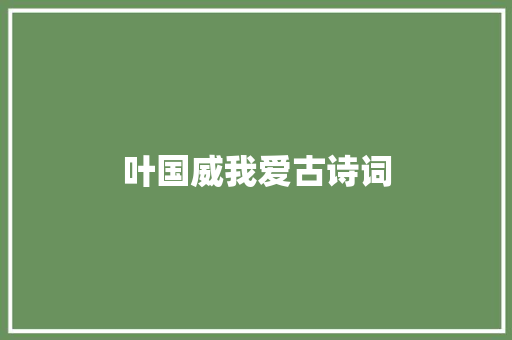 叶国威我爱古诗词