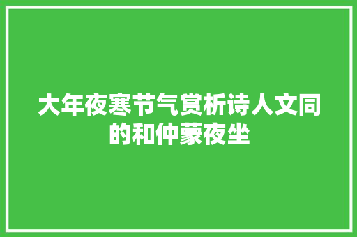 大年夜寒节气赏析诗人文同的和仲蒙夜坐