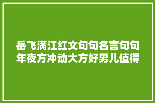 岳飞满江红文句句名言句句年夜方冲动大方好男儿值得一读再读