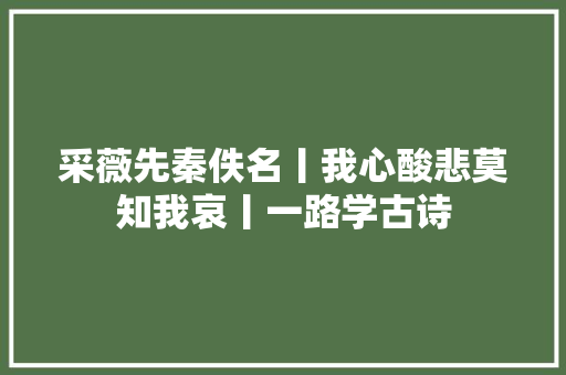 采薇先秦佚名丨我心酸悲莫知我哀丨一路学古诗