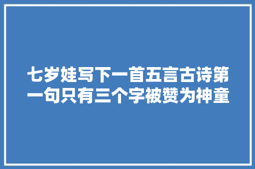 七岁娃写下一首五言古诗第一句只有三个字被赞为神童