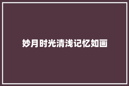 妙月时光清浅记忆如画