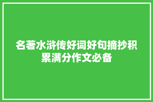 名著水浒传好词好句摘抄积累满分作文必备