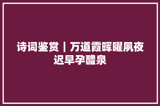 诗词鉴赏｜万道霞晖曜夙夜迟早孕醴泉