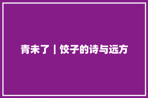 青未了｜饺子的诗与远方