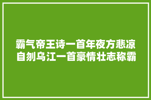 霸气帝王诗一首年夜方悲凉自刎乌江一首豪情壮志称霸世界