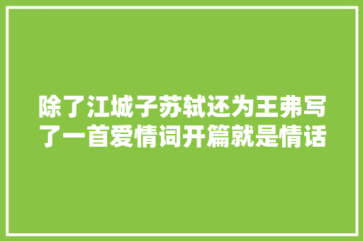 除了江城子苏轼还为王弗写了一首爱情词开篇就是情话经典