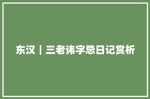 东汉｜三老讳字忌日记赏析