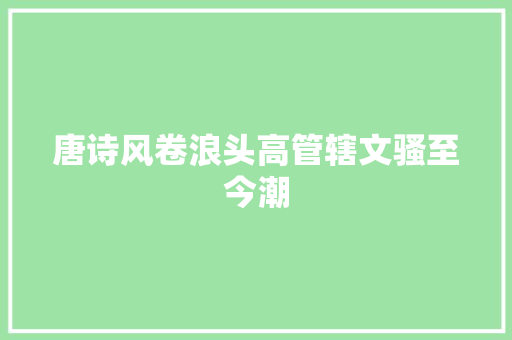 唐诗风卷浪头高管辖文骚至今潮