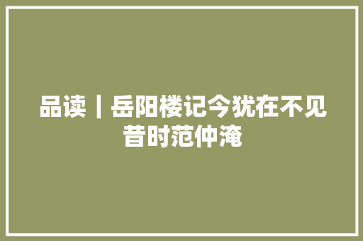 品读｜岳阳楼记今犹在不见昔时范仲淹