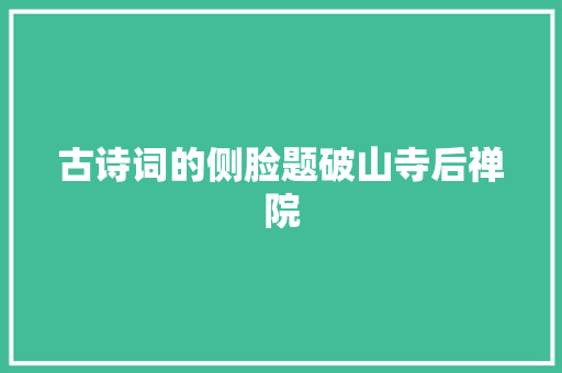 古诗词的侧脸题破山寺后禅院