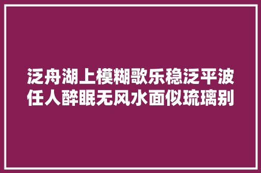 泛舟湖上模糊歌乐稳泛平波任人醉眠无风水面似琉璃别有天