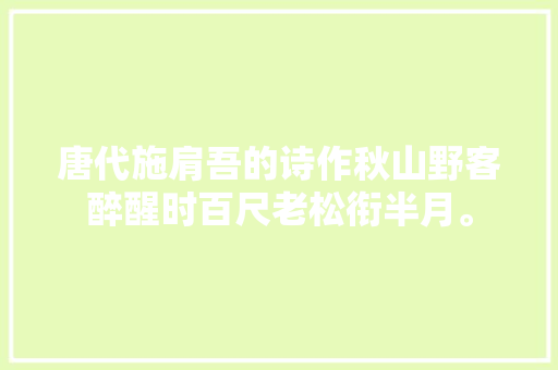 唐代施肩吾的诗作秋山野客醉醒时百尺老松衔半月。