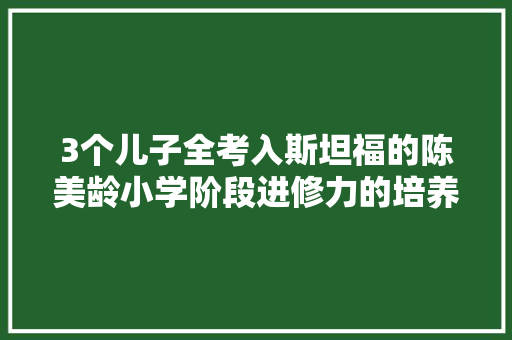 3个儿子全考入斯坦福的陈美龄小学阶段进修力的培养最重要
