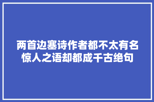 两首边塞诗作者都不太有名惊人之语却都成千古绝句