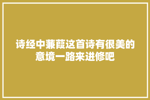 诗经中蒹葭这首诗有很美的意境一路来进修吧