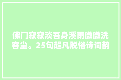 佛门寂寂淡吾身溪雨微微洗客尘。25句超凡脱俗诗词韵味无穷