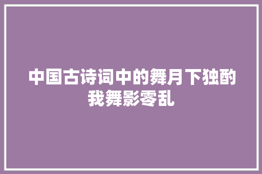 中国古诗词中的舞月下独酌我舞影零乱