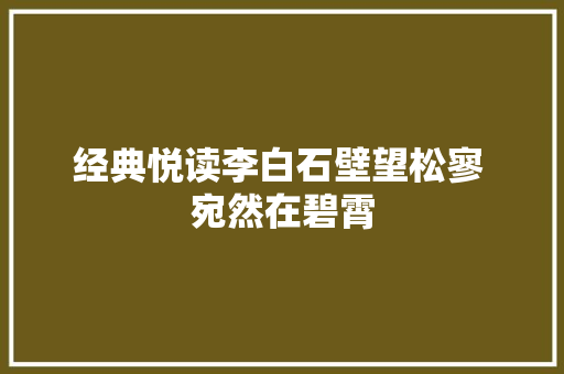 经典悦读李白石壁望松寥 宛然在碧霄