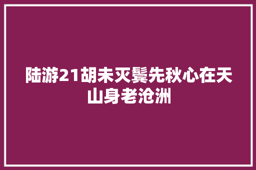 陆游21胡未灭鬓先秋心在天山身老沧洲