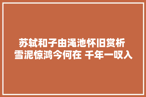 苏轼和子由渑池怀旧赏析 雪泥惊鸿今何在 千年一叹入心来