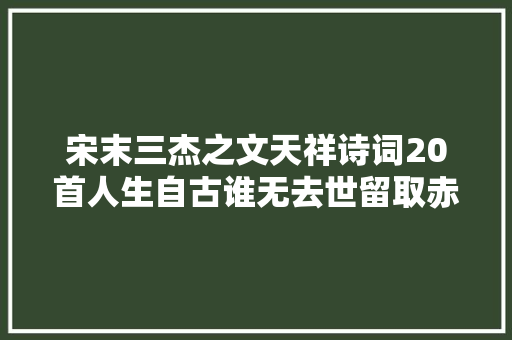 宋末三杰之文天祥诗词20首人生自古谁无去世留取赤心照汗青
