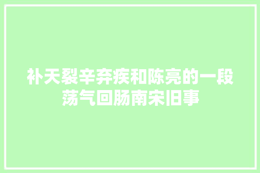 补天裂辛弃疾和陈亮的一段荡气回肠南宋旧事