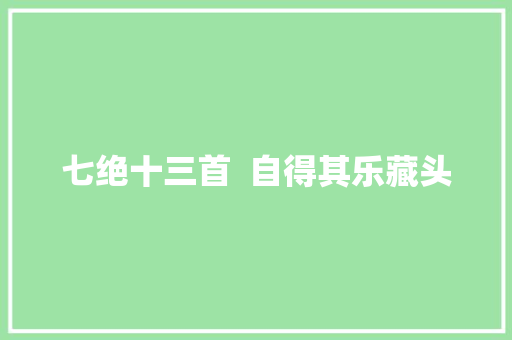 七绝十三首  自得其乐藏头