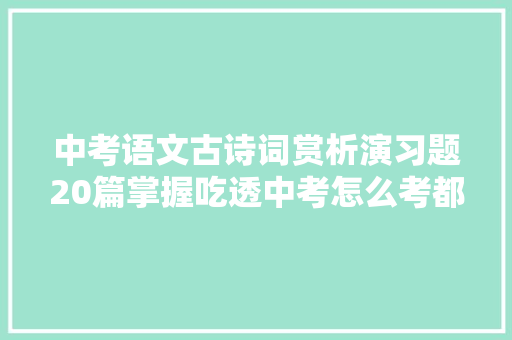 中考语文古诗词赏析演习题20篇掌握吃透中考怎么考都不丢分