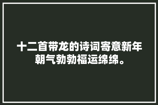 十二首带龙的诗词寄意新年朝气勃勃福运绵绵。