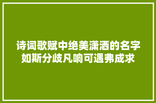 诗词歌赋中绝美潇洒的名字如斯分歧凡响可遇弗成求