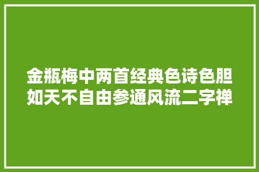 金瓶梅中两首经典色诗色胆如天不自由参通风流二字禅