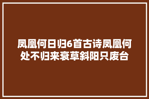 凤凰何日归6首古诗凤凰何处不归来衰草斜阳只废台