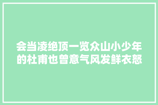 会当凌绝顶一览众山小少年的杜甫也曾意气风发鲜衣怒马