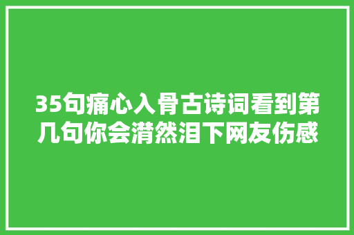 35句痛心入骨古诗词看到第几句你会潸然泪下网友伤感又唯美