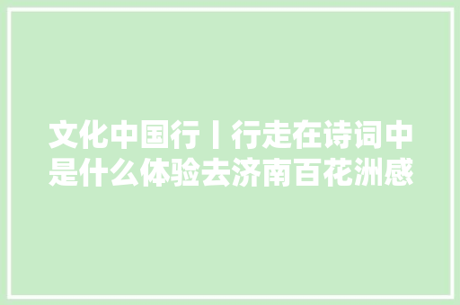 文化中国行丨行走在诗词中是什么体验去济南百花洲感想沾染一下